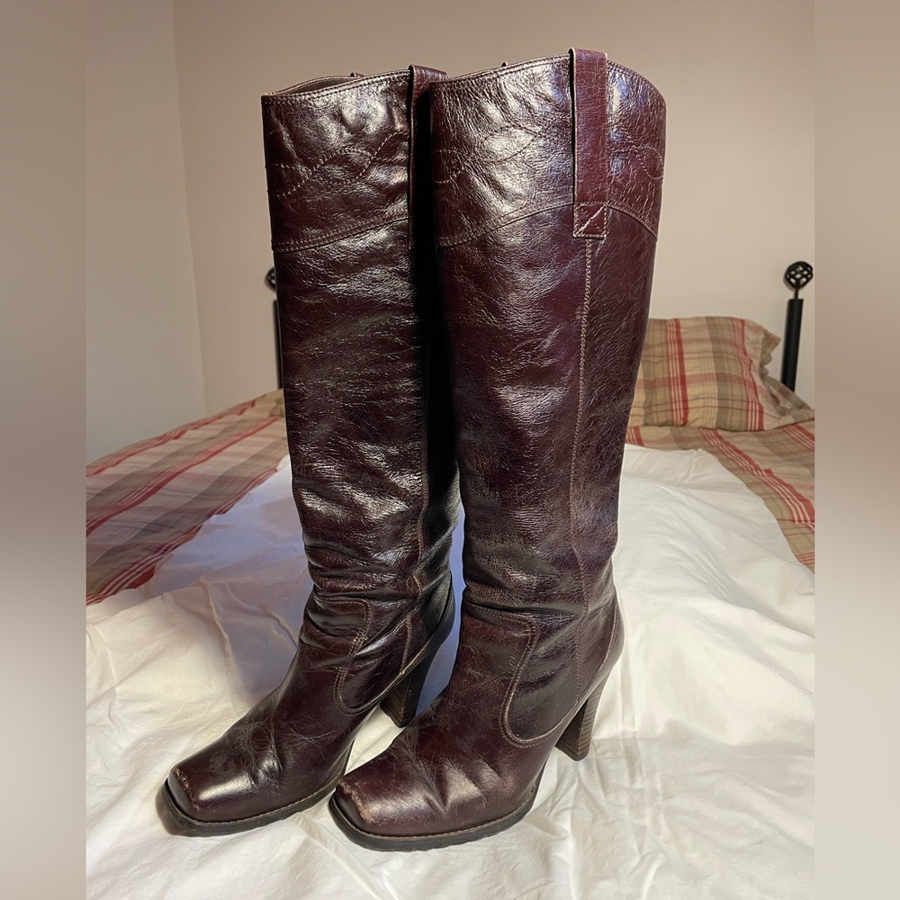 Elegant Brown Leather Knee-High Boots